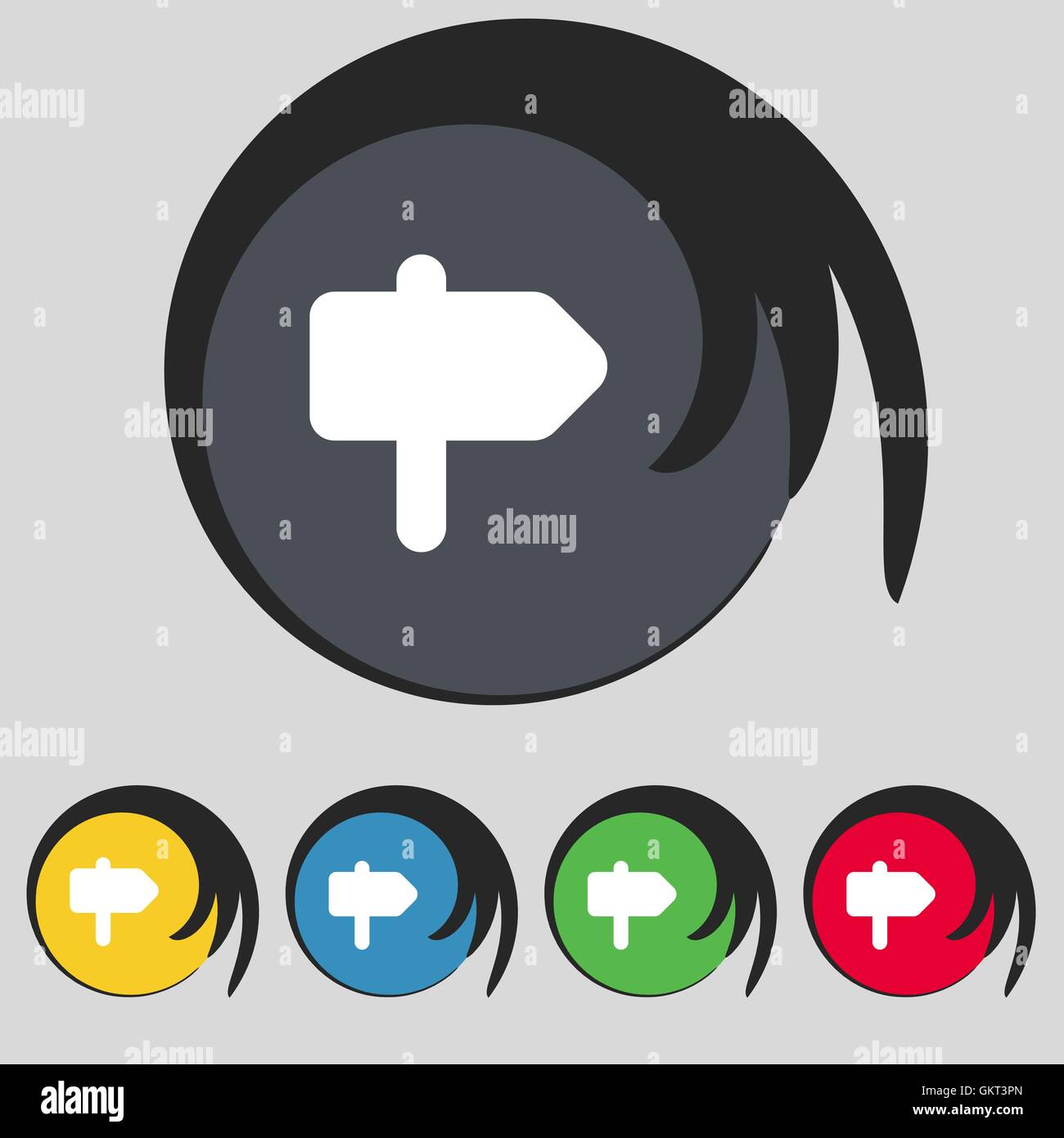 Informazioni sull'icona strada segno. Simbolo su cinque pulsanti colorati. Vettore Illustrazione Vettoriale