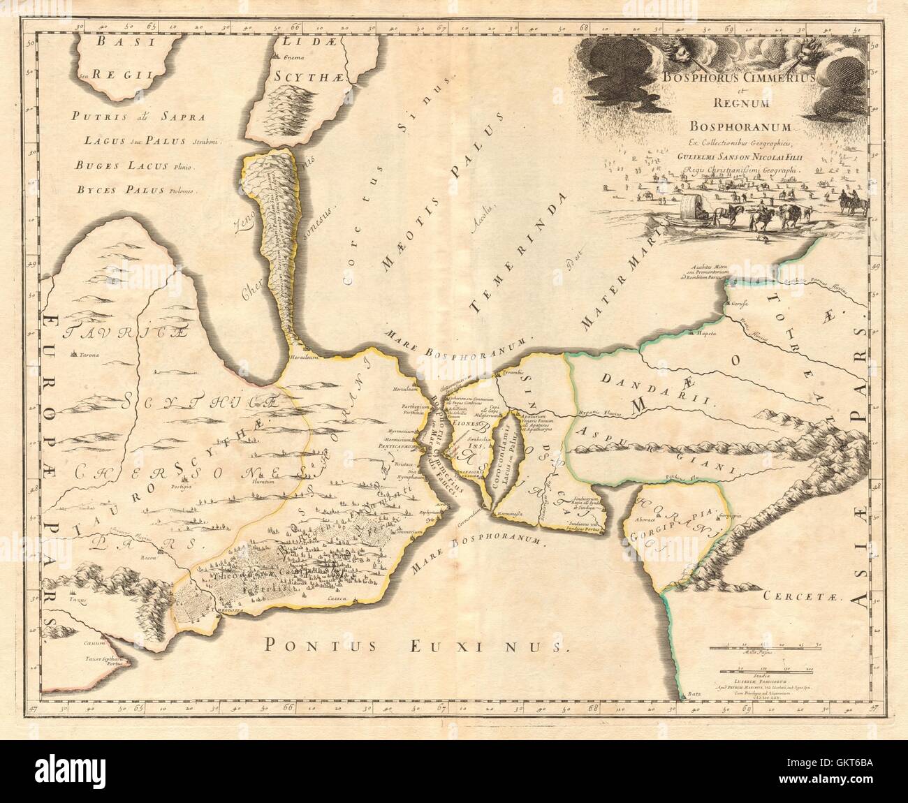 Il Bosforo Cimmerius et Regnum Bosphoranum. Stretto di Kerch. La Crimea. SANSON 1665 mappa Foto Stock