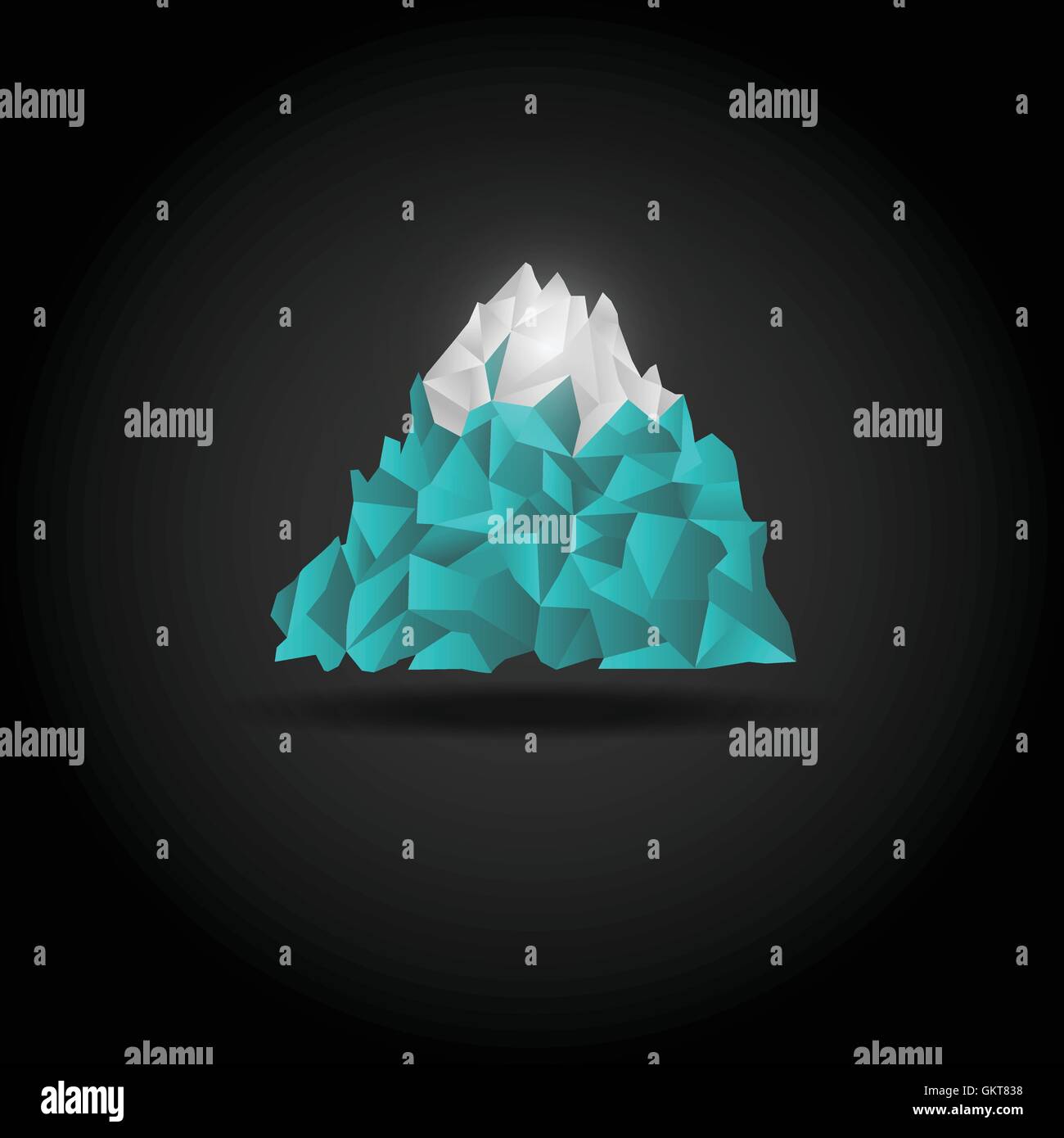 Icona di iceberg su sfondo nero. Vettore logo di montagna segno. Illustrazione Vettoriale