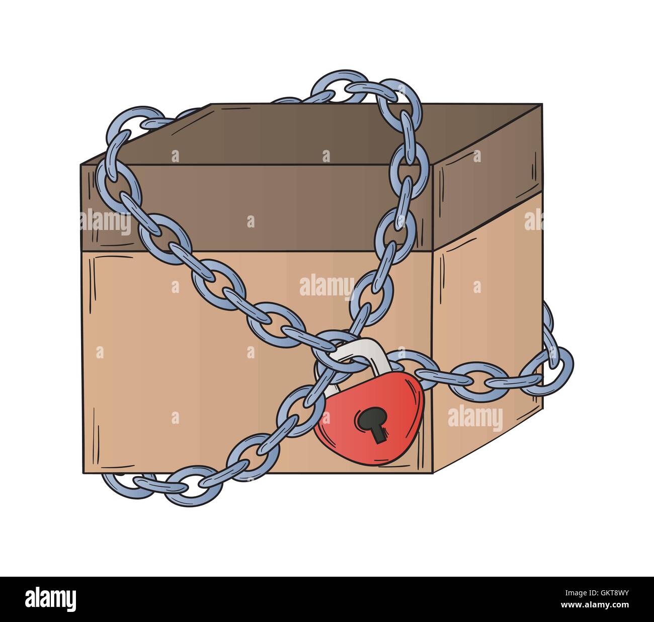 Closed box carta con catena e lucchetto Illustrazione Vettoriale
