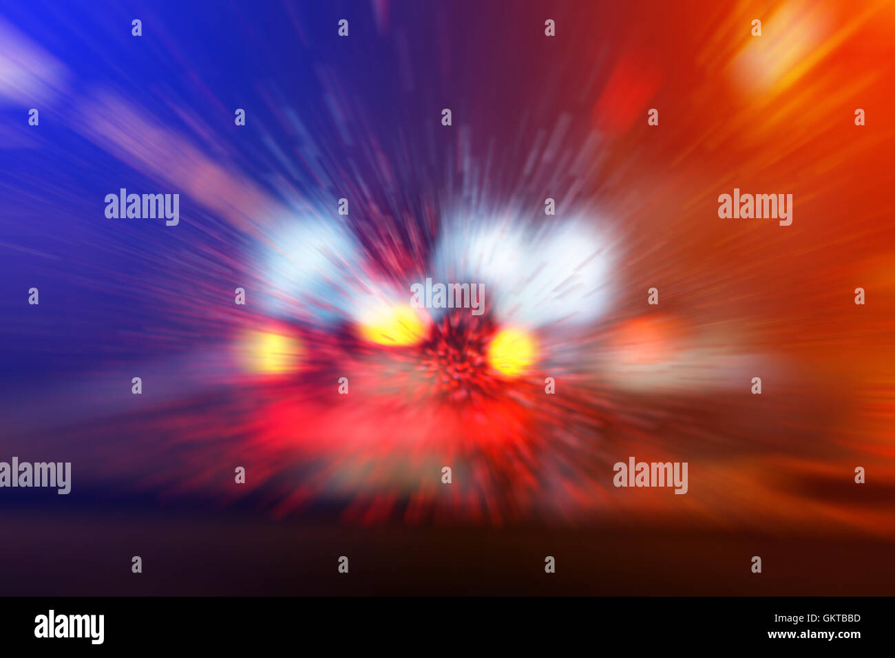 La prospettiva in prima persona alla guida di una vettura, Police chase Foto Stock