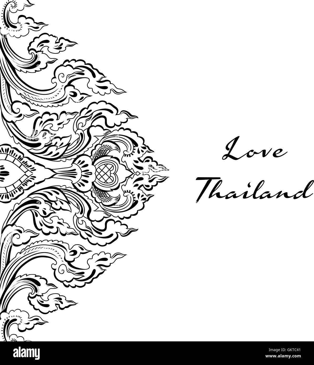 Vettore floreale tailandese ornamento decorativo. Illustrazione Vettoriale