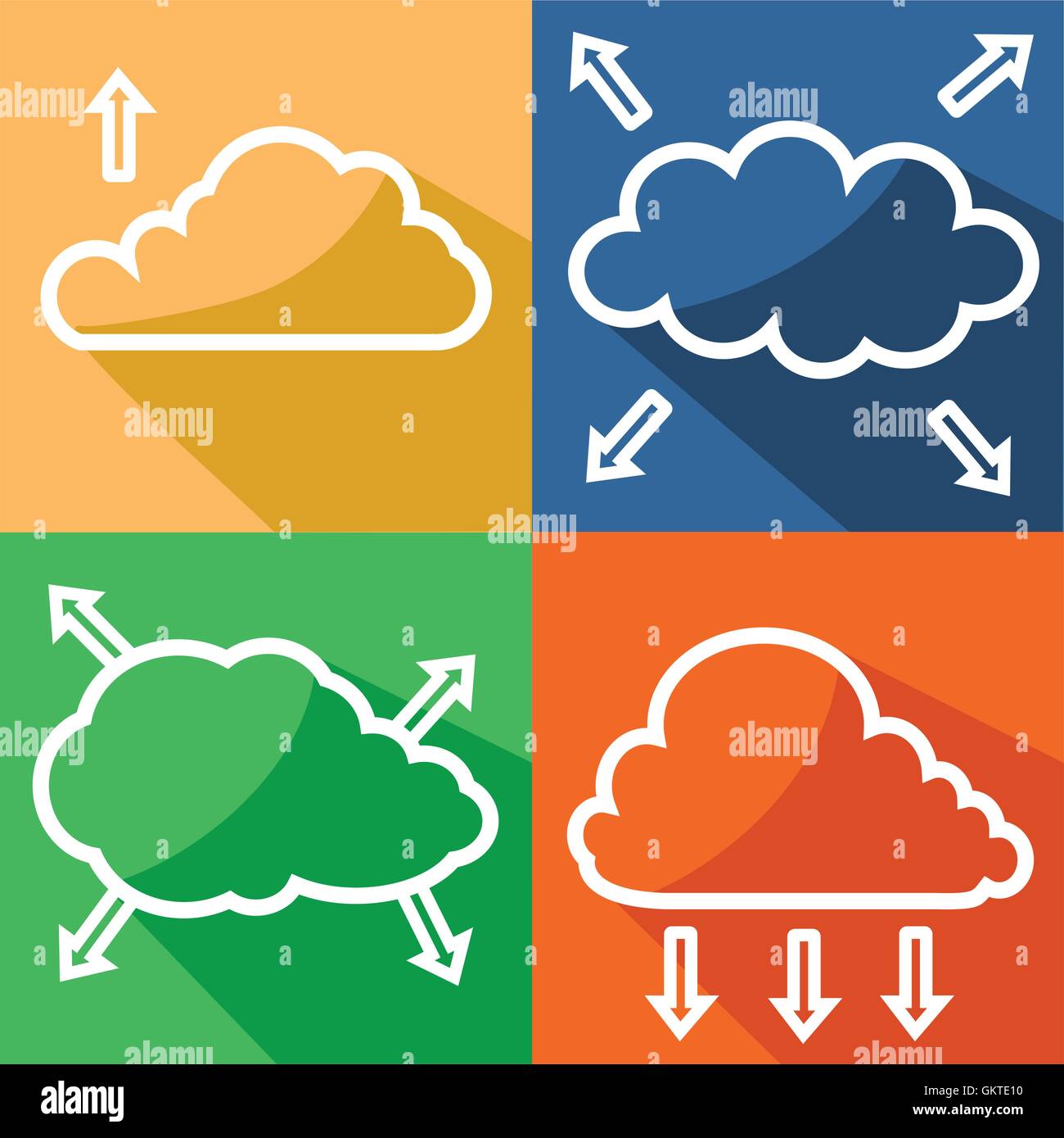 Colore cloud con freccia Illustrazione Vettoriale