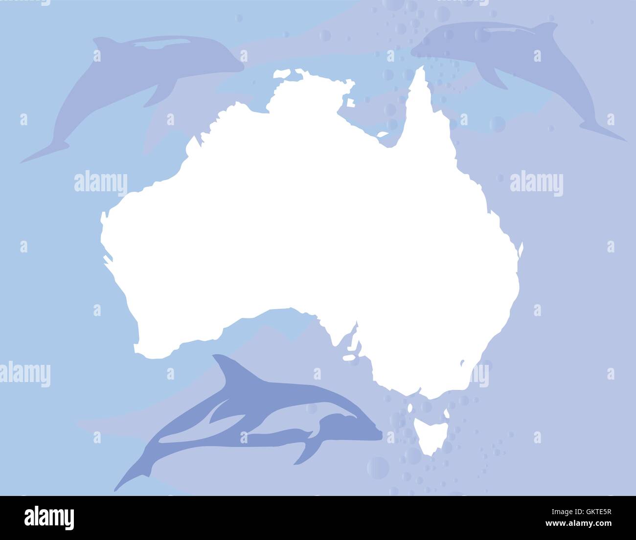 L'Australia con i delfini Illustrazione Vettoriale