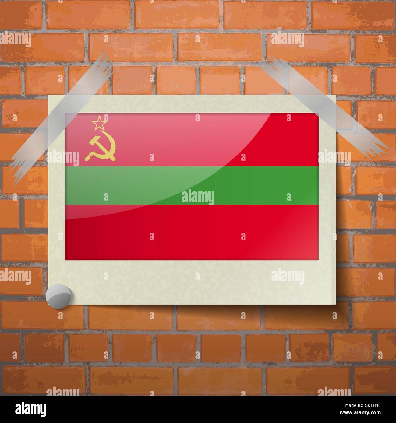 Bandiere Transnistria scotch nastrato per un rosso un muro di mattoni Illustrazione Vettoriale