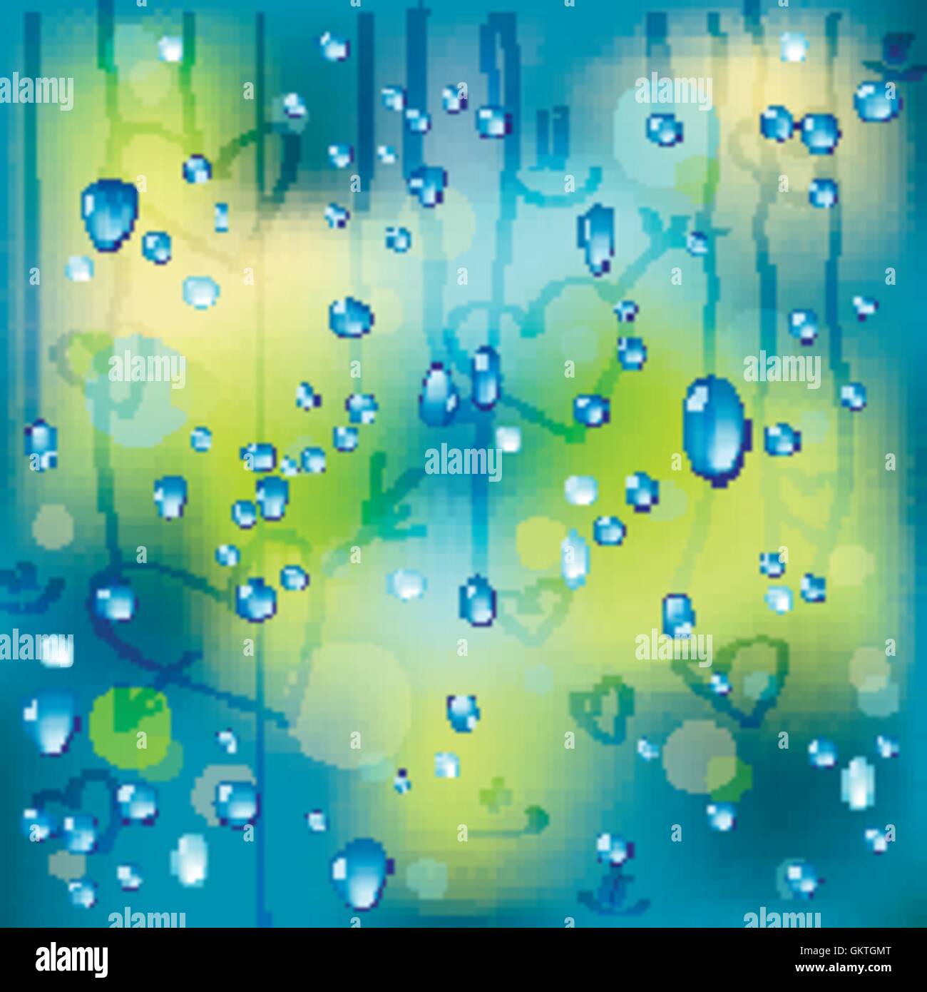 Gocce di pioggia sulla finestra con il cuore Illustrazione Vettoriale