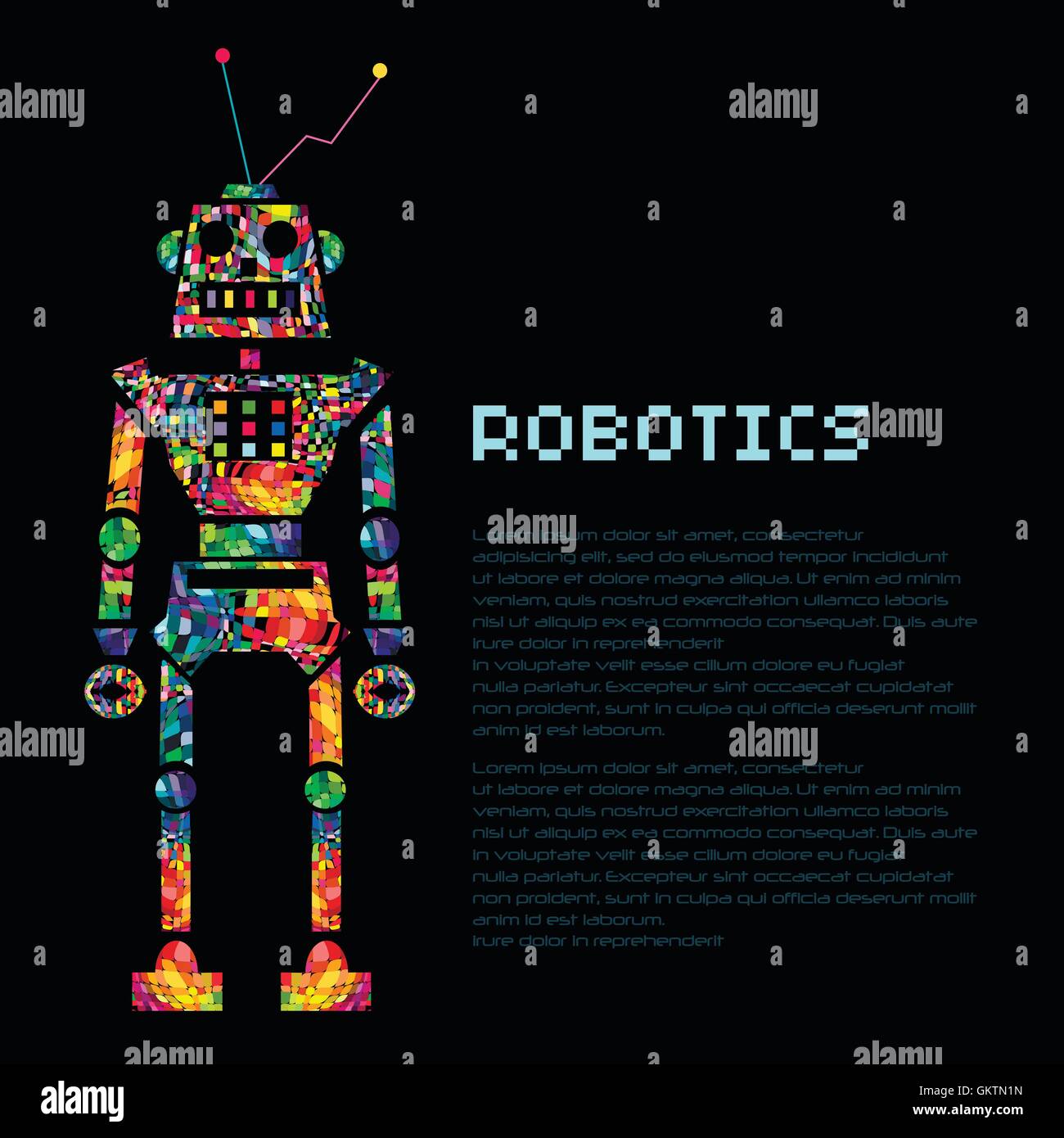 Coloratissimi robot guerriero cyborg. EPS vettoriali 10 Illustrazione Vettoriale