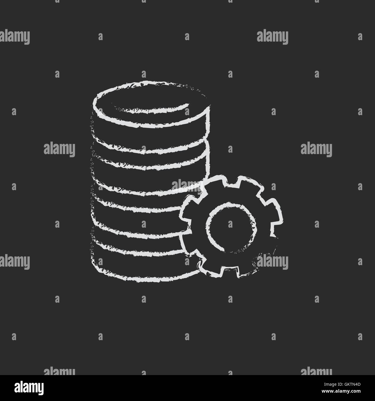 Server con ingranaggio trascinato in Chalk Illustrazione Vettoriale