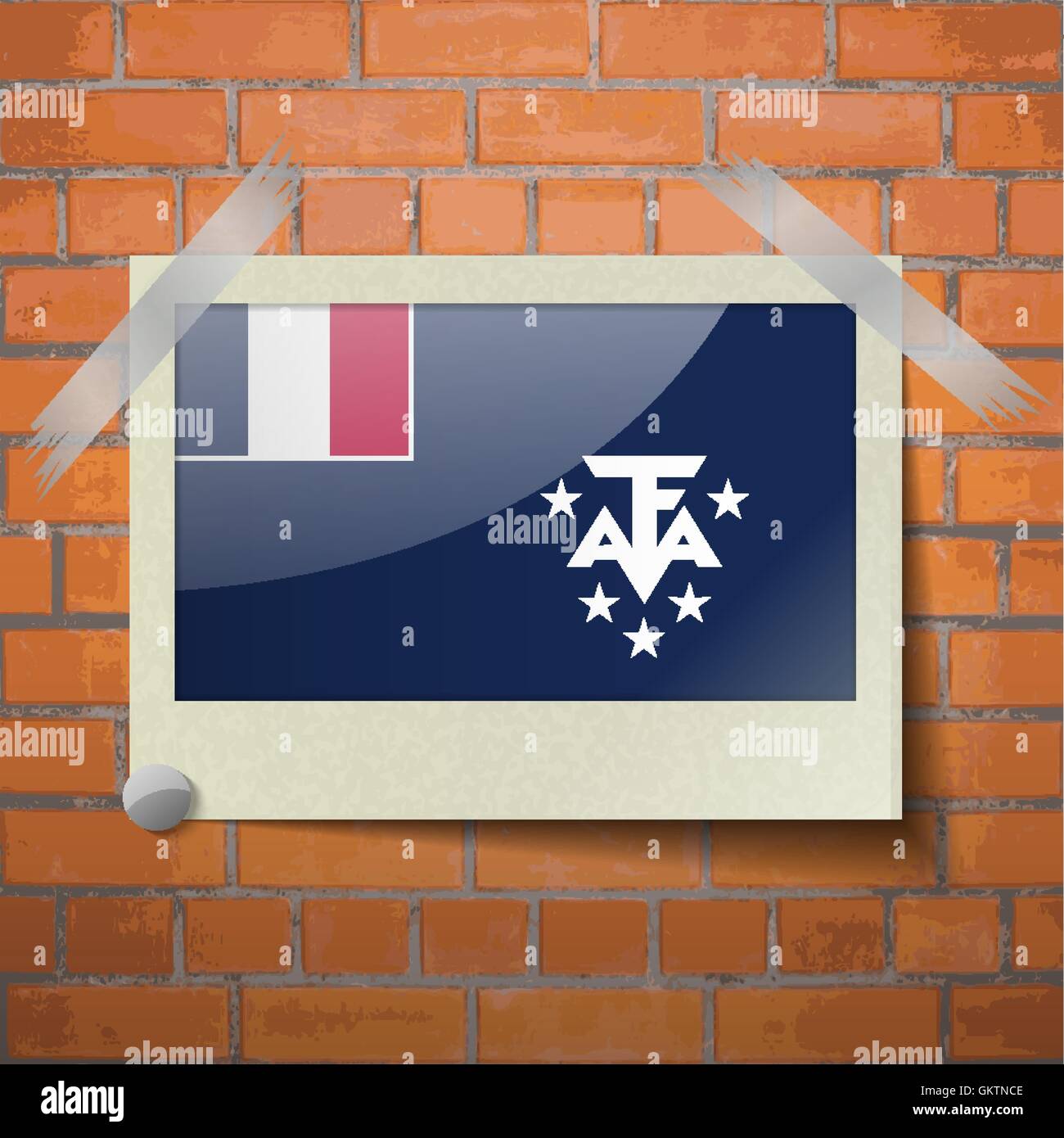 Bandiere di francese e Antarcic scotch nastrato per un rosso un muro di mattoni Illustrazione Vettoriale