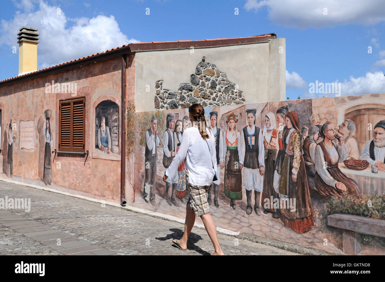 Murales, Tinnura, distretto di Oristano, Sardegna, Italia, Europa Foto Stock