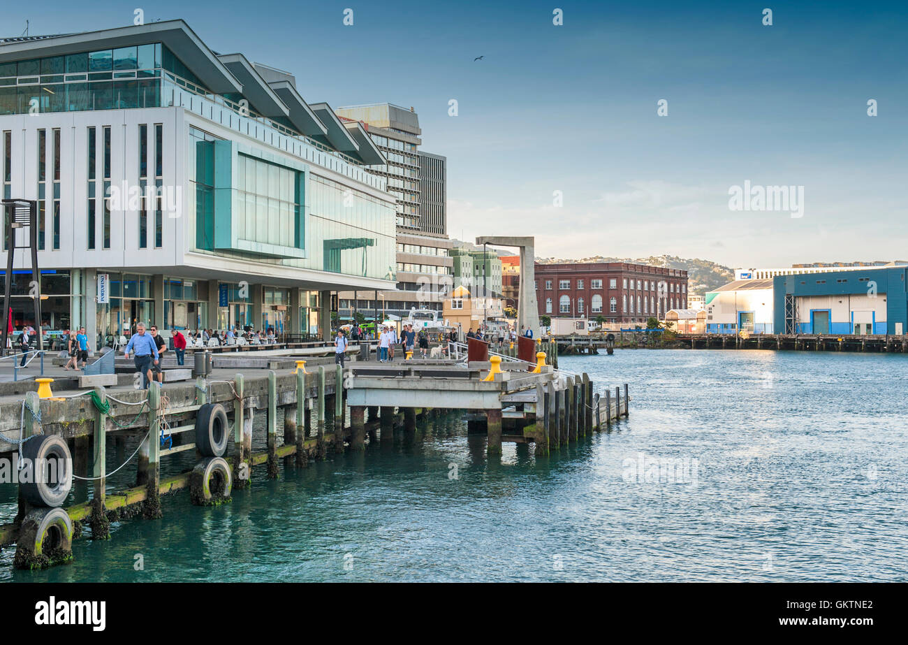 Wellington, Nuova Zelanda - 3 Marzo 2016: Wellington waterfront, Isola del nord della Nuova Zelanda Foto Stock