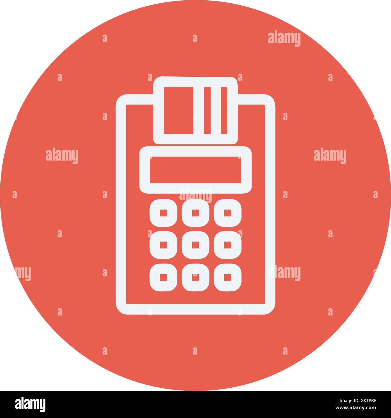 Calcolatrice elettrica con carta sottile Icona di linea Illustrazione Vettoriale