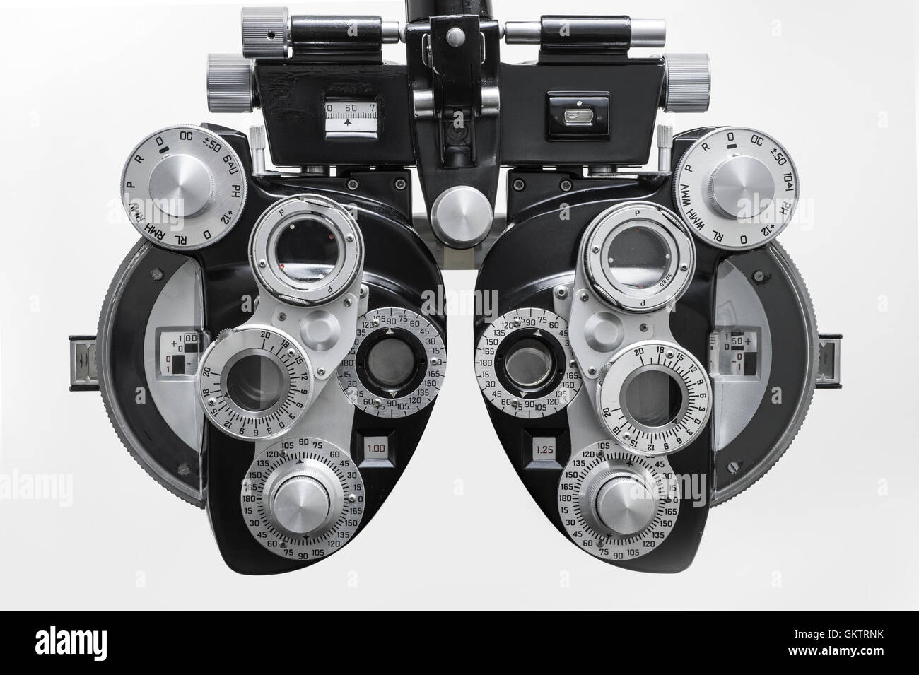 Phoropter oftalmica dispositivo di test Foto Stock