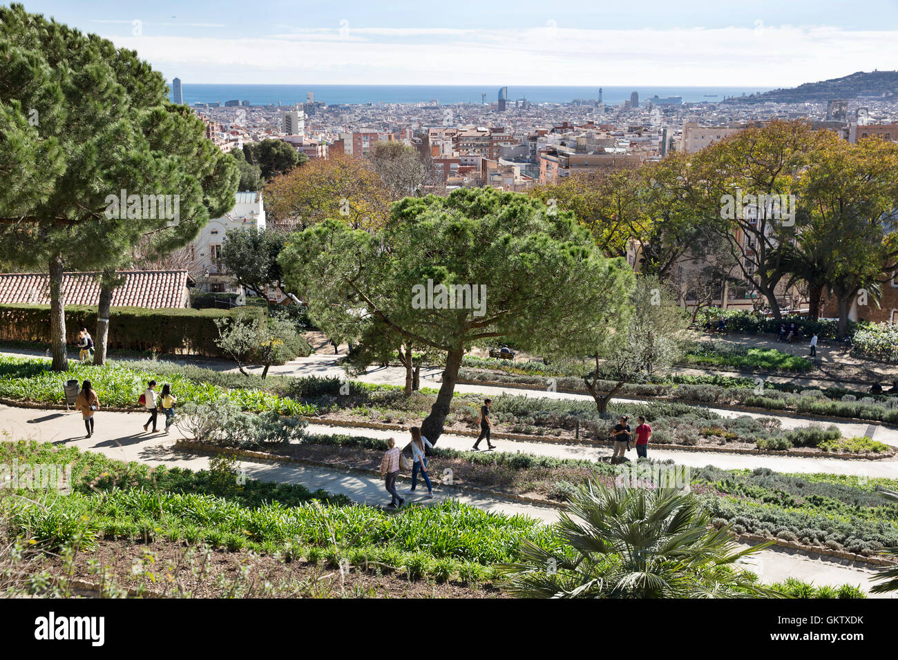 Il parco di Gaudì a Barcellona, Spagna Foto Stock