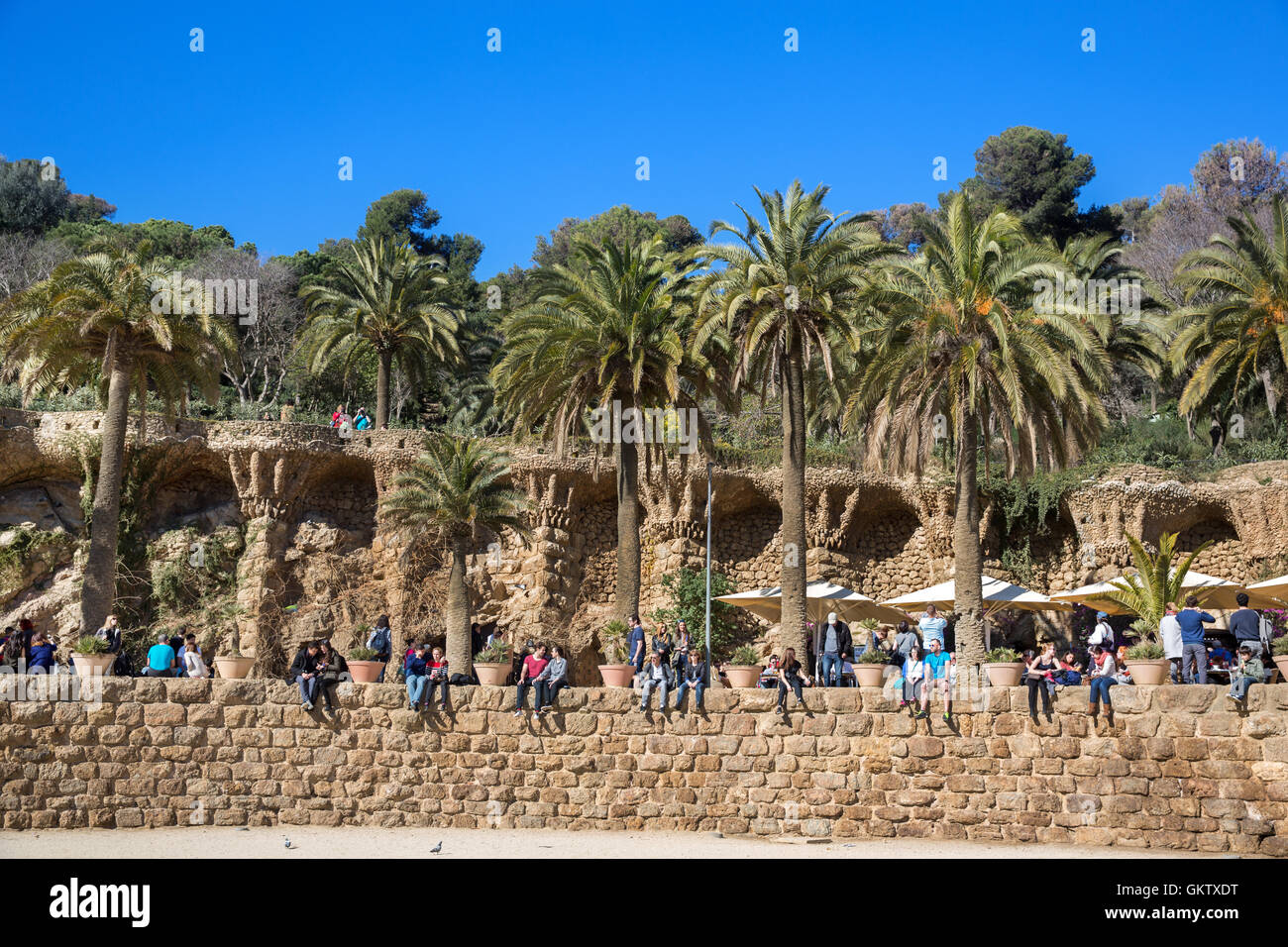 Il parco di Gaudì a Barcellona, Spagna Foto Stock