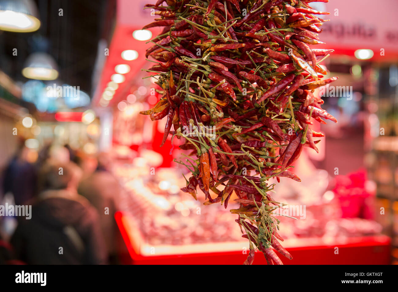 La Boqueria mercato alimentare a Barcellona, Spagna Foto Stock