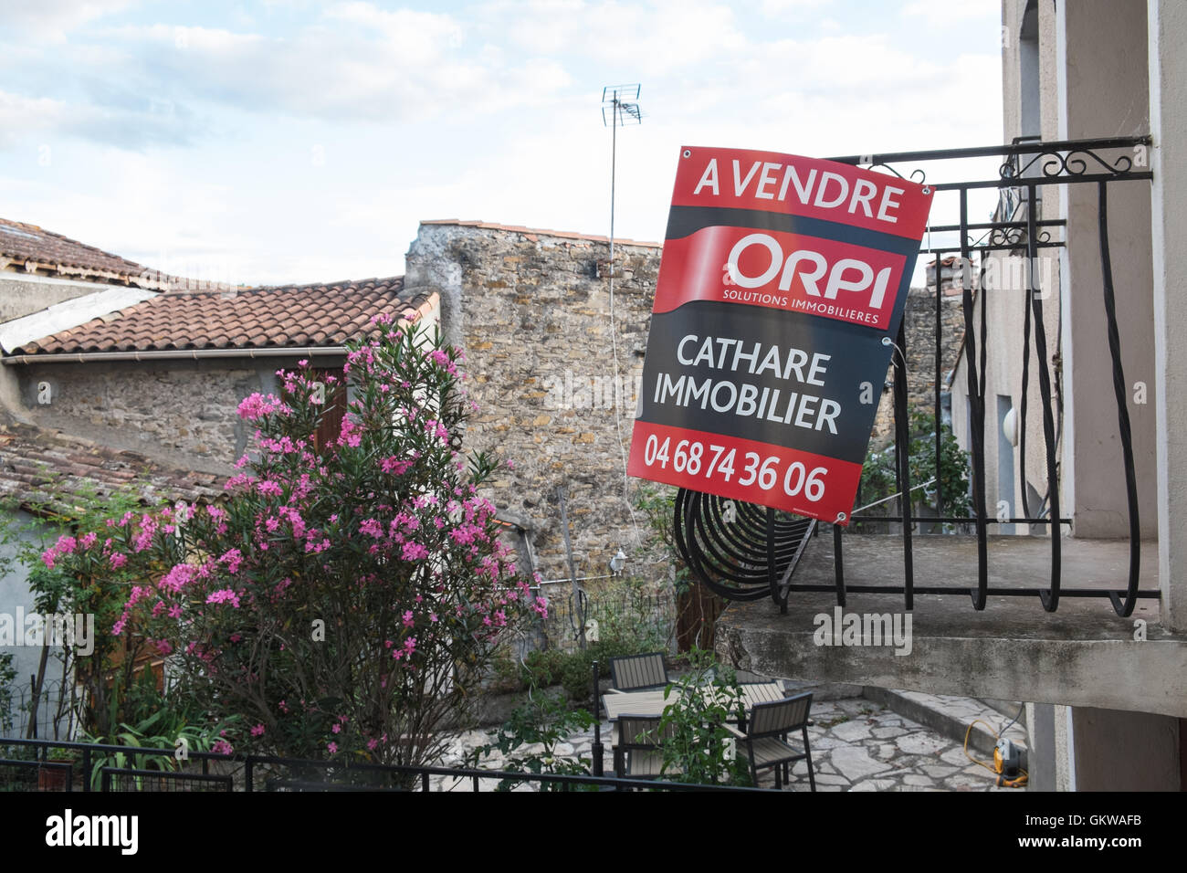 Casa in vendita nel villaggio di Montazels,Aude,a sud della Francia,Francia,l'Europa.Ipoteca,finanziamenti, Foto Stock