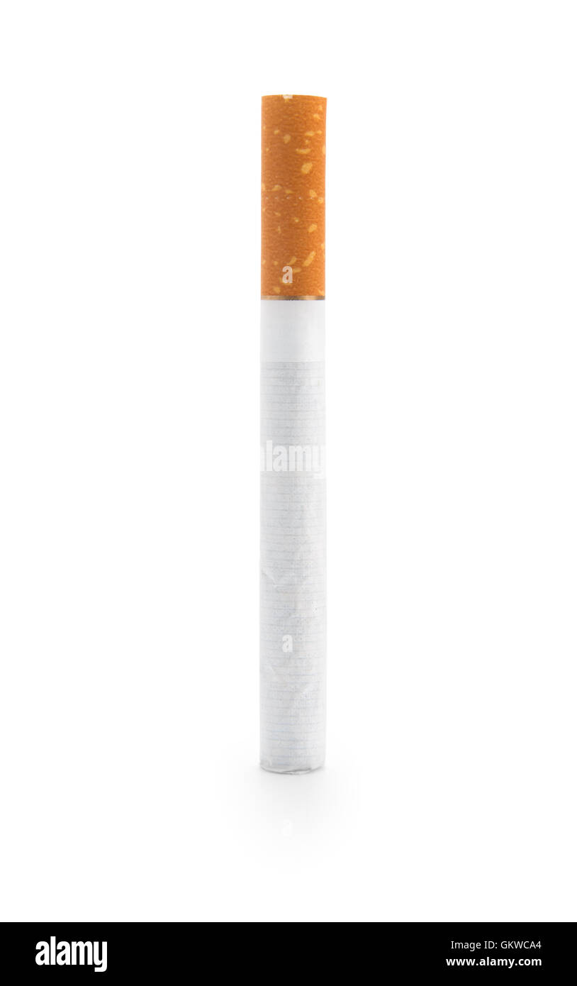 Una sigaretta, isolato su sfondo bianco Foto Stock