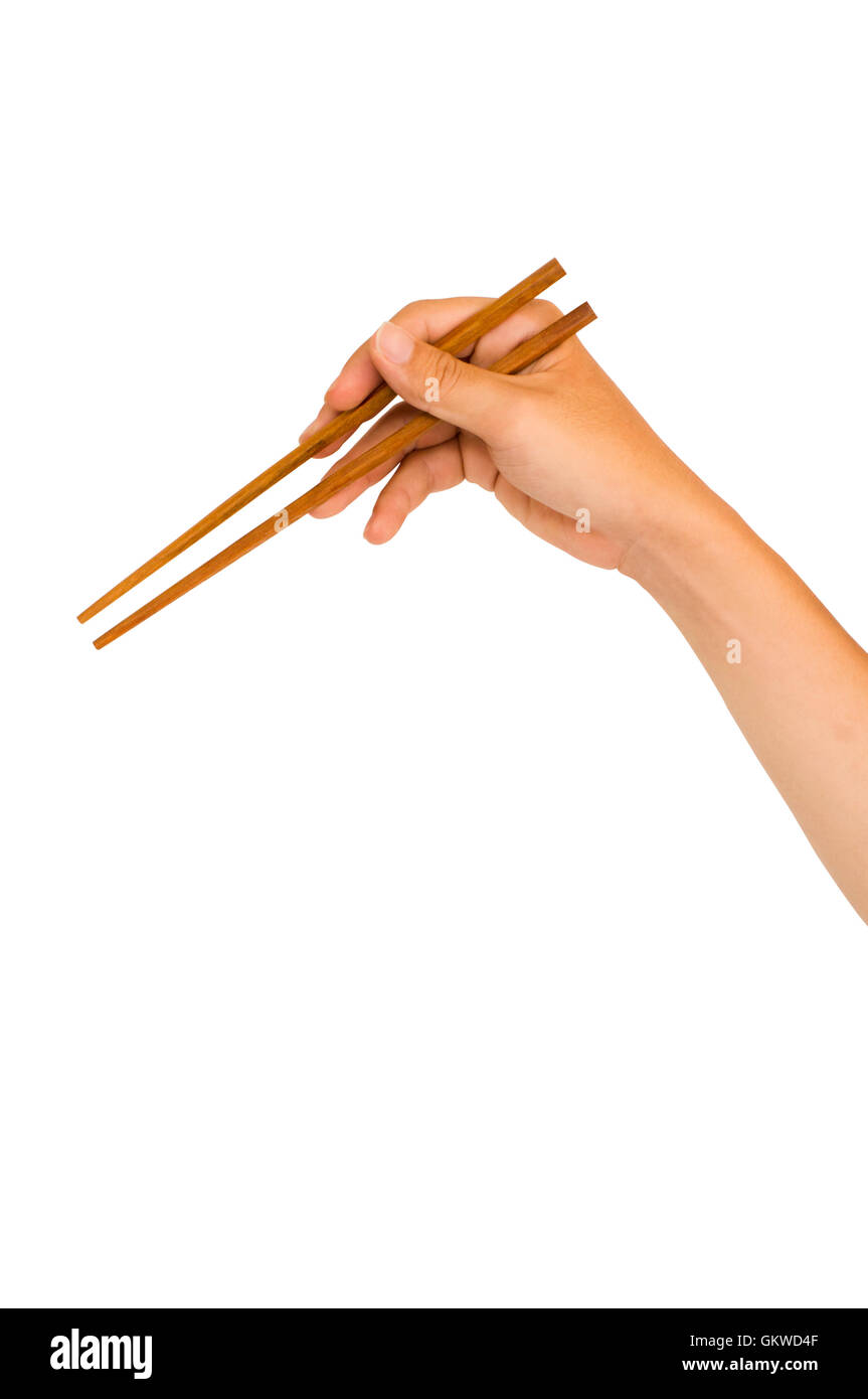 Mano azienda chopstick Foto Stock