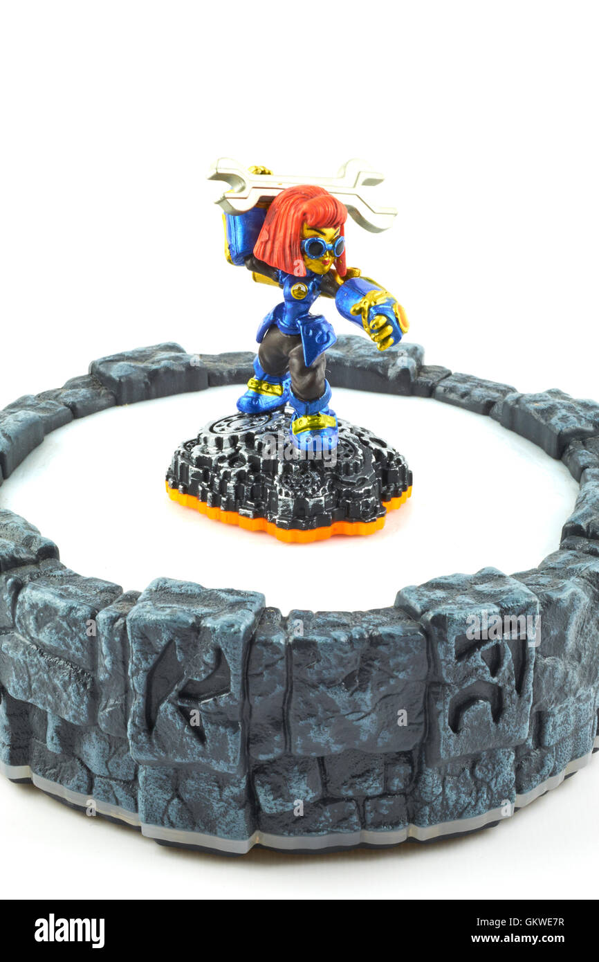 La ruota dentata di uno dei tanti personaggi In Skylanders Video Gioco Foto Stock