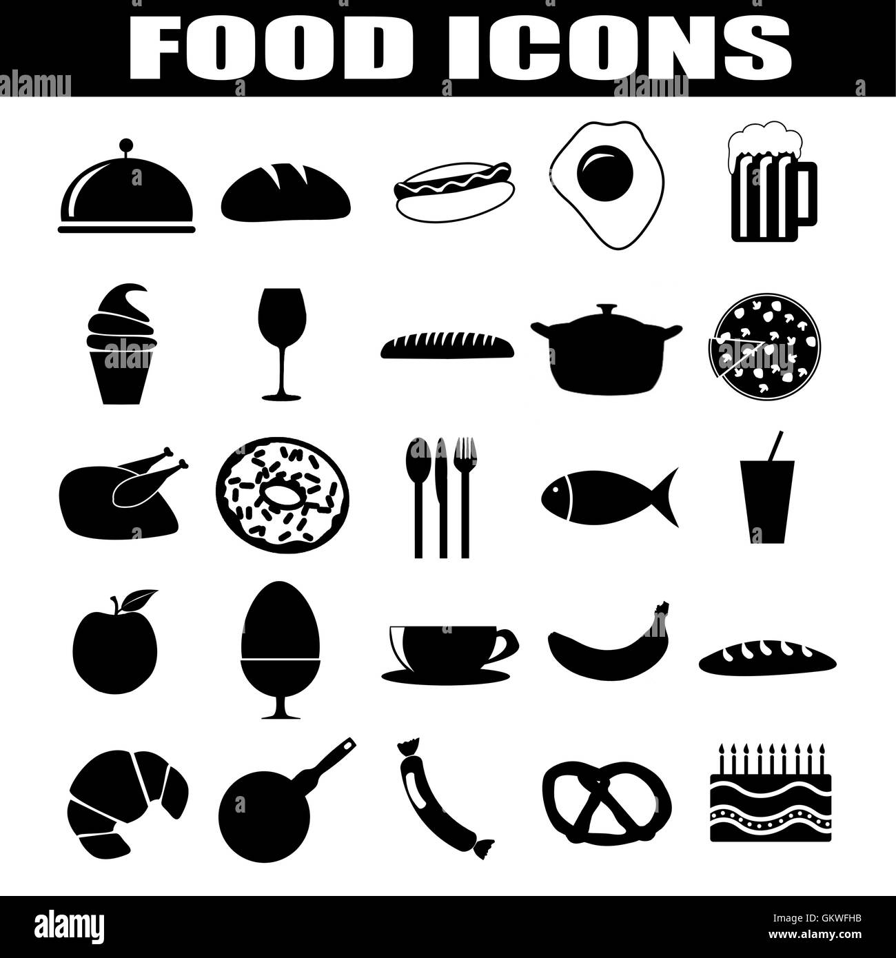 Icone dell'alimento impostate Foto Stock
