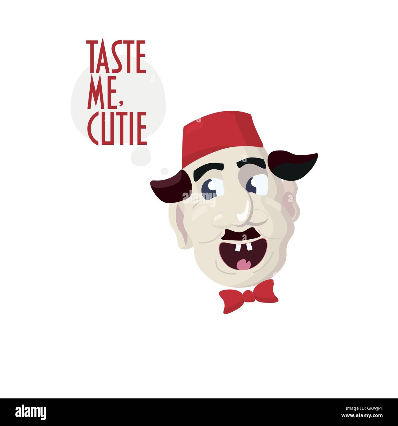 Divertente volto di uomo turco. Pickuper. Vettore di Fez. barista vettore. caricatura. Illustrazione Vettoriale