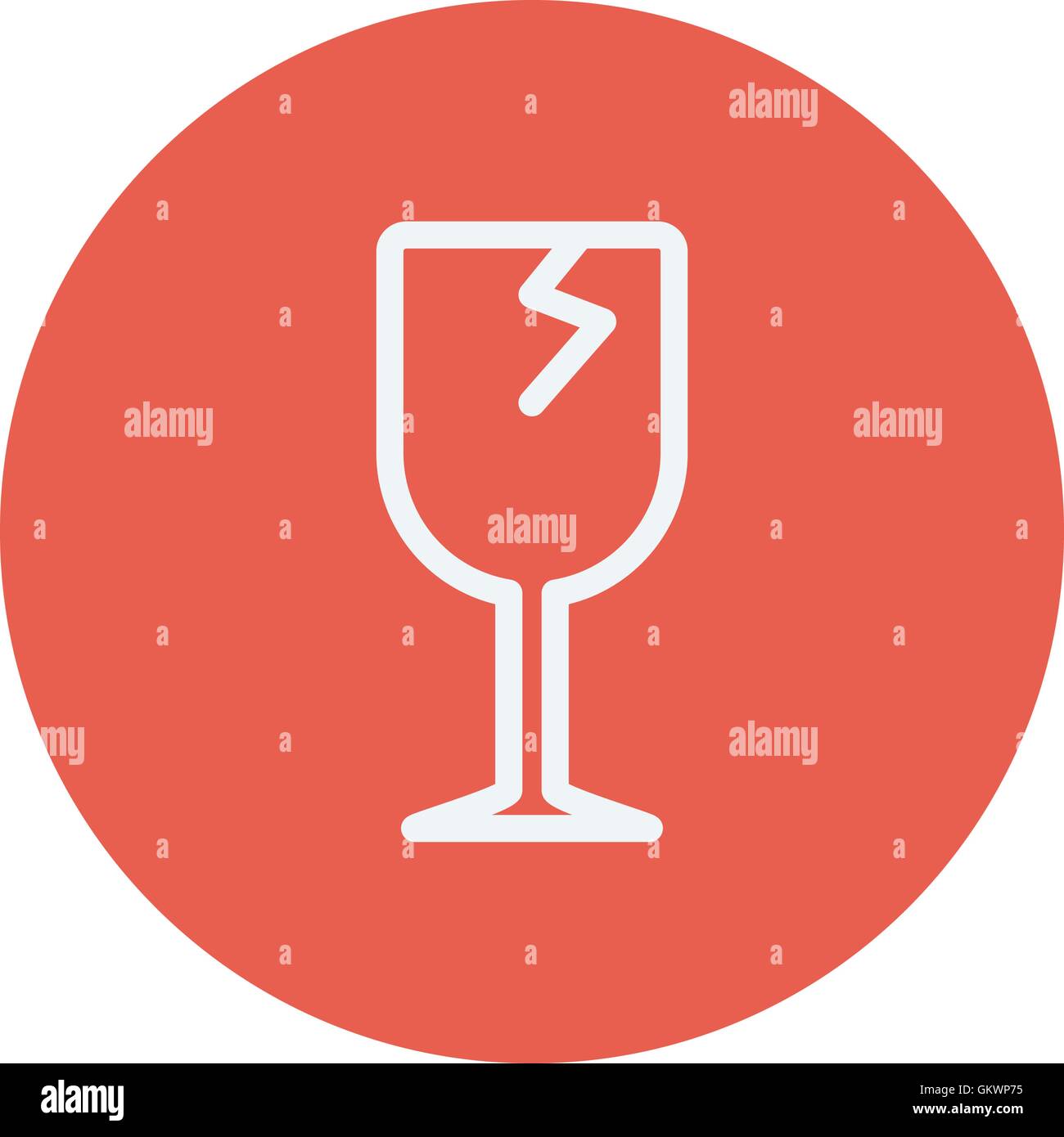 Il vetro rotto vino. Segno fragile. thin line icona Illustrazione Vettoriale