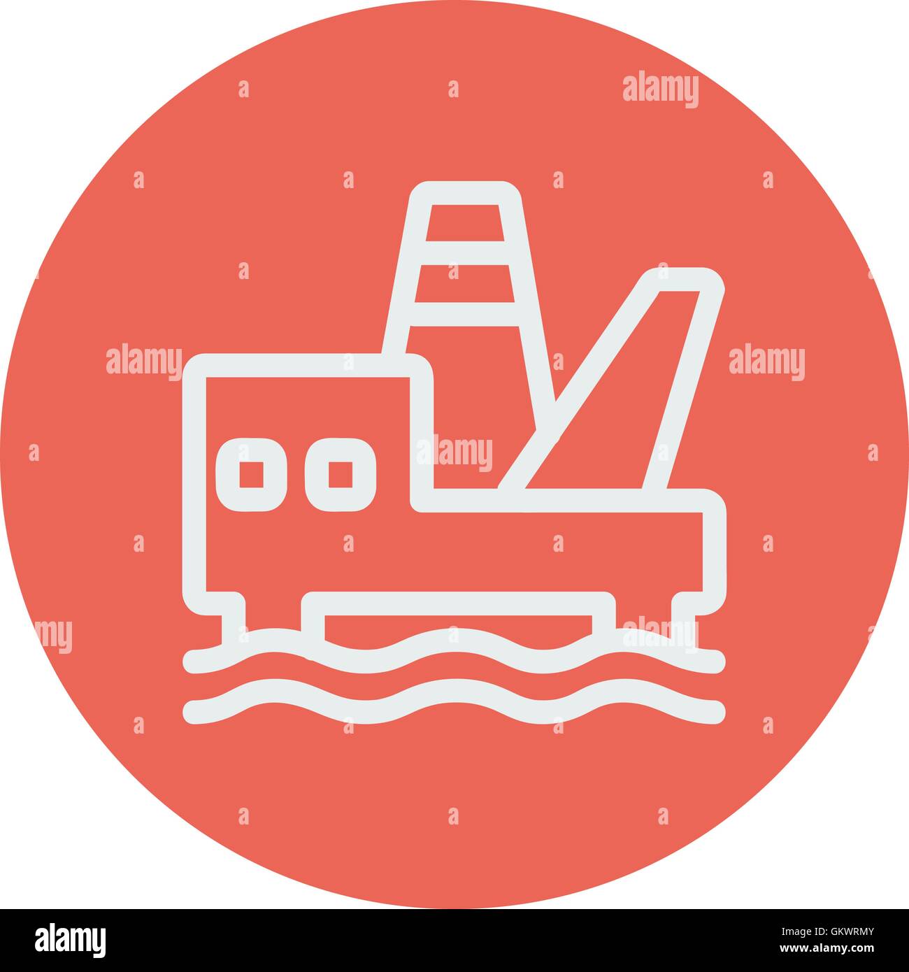 Offshore oil station thin line icona Illustrazione Vettoriale