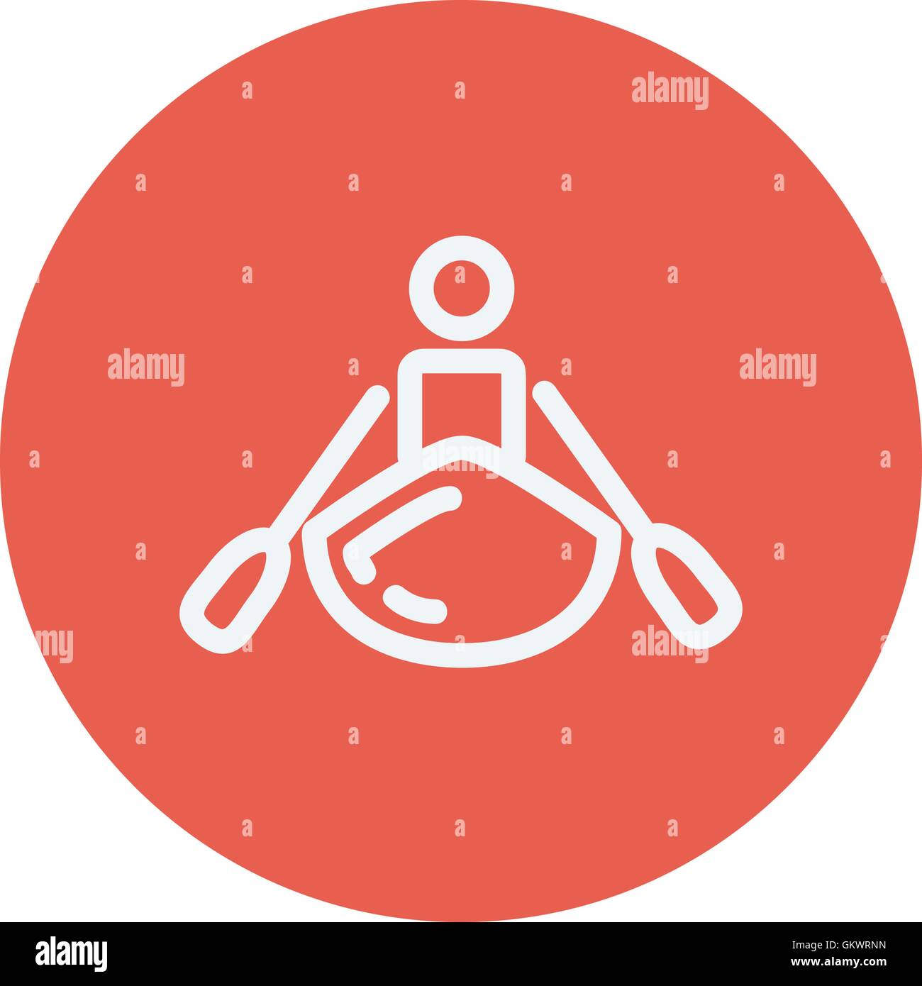 L'uomo facendo kayak thin line icona Illustrazione Vettoriale