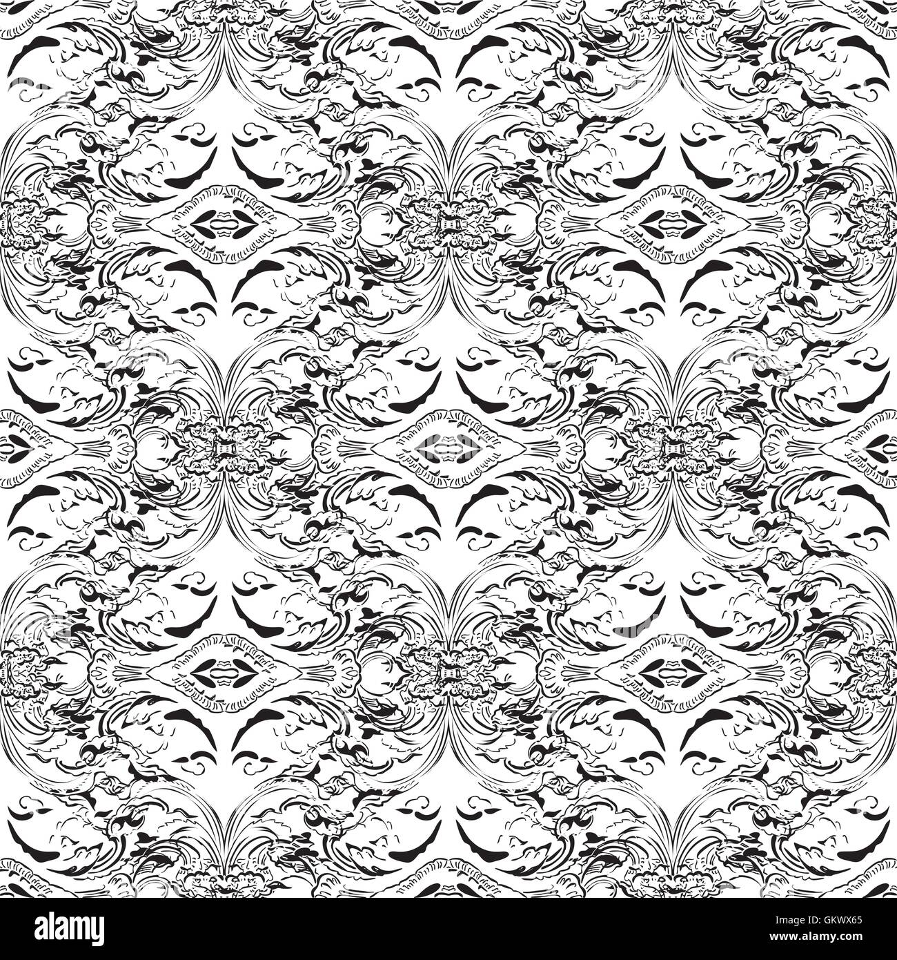 Vettore floreale tailandese ornamento decorativo. Illustrazione Vettoriale