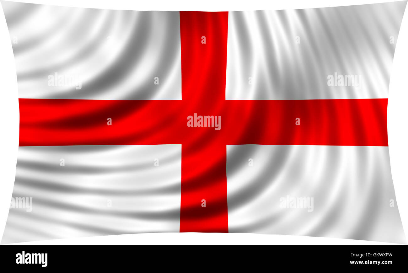 Bandiera dell'Inghilterra sventolare nel vento isolati su sfondo bianco. Inglese bandiera nazionale. Patriottica design simbolico. 3d reso Foto Stock
