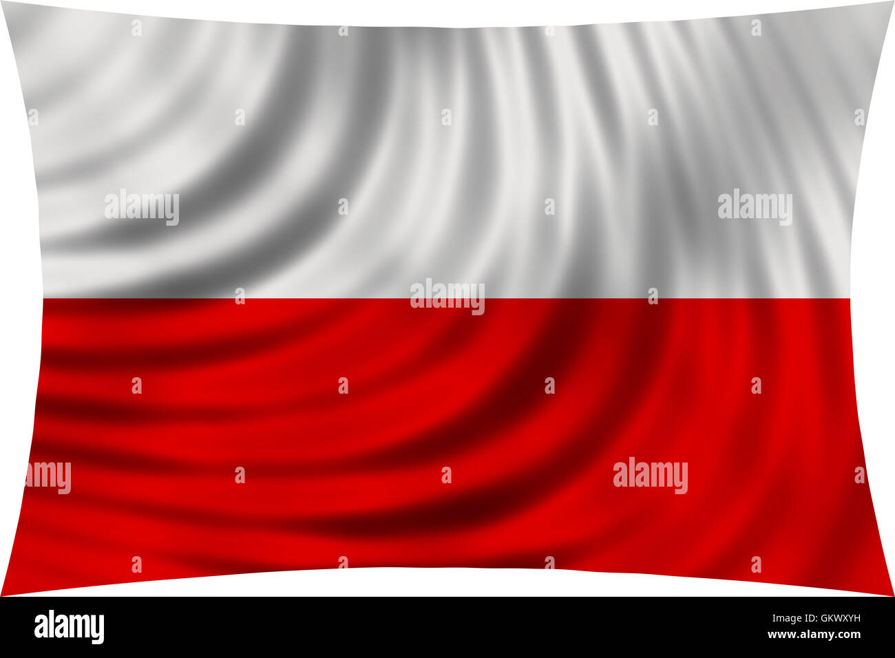 Bandiera della Polonia sventolare nel vento isolati su sfondo bianco. Polacco bandiera nazionale. Patriottica design simbolico. 3d reso illustr Foto Stock