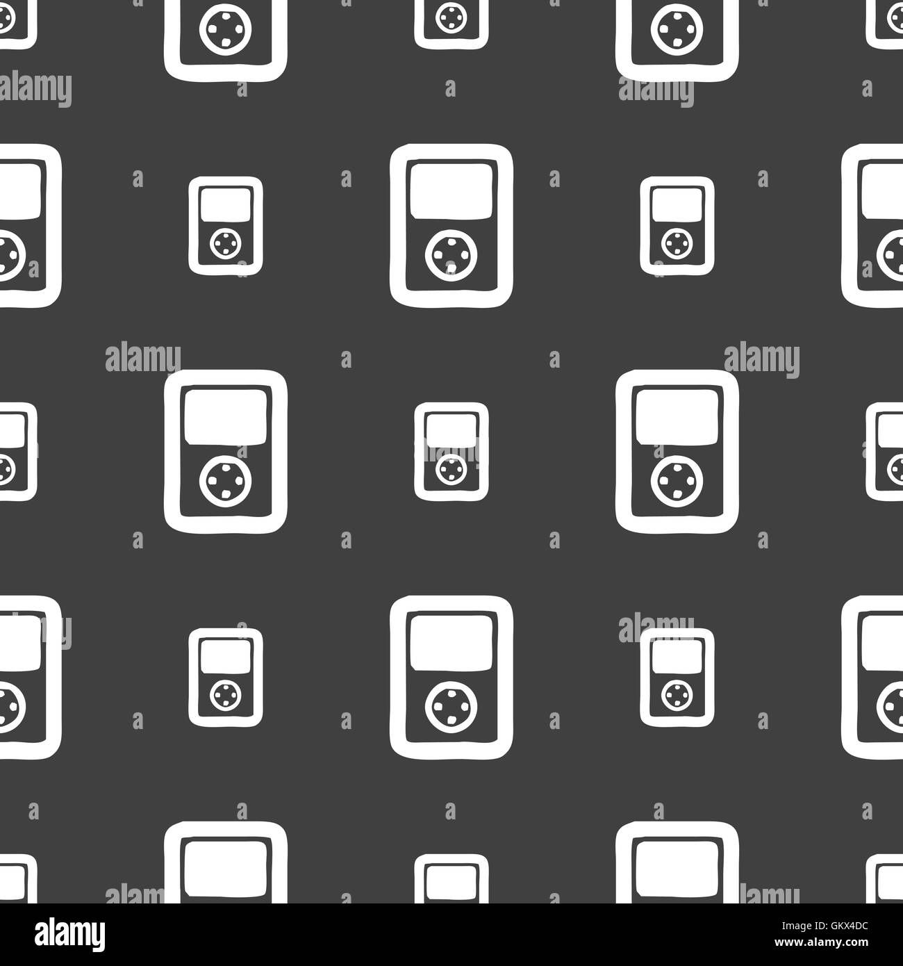 Tetris, console per video game icona segno. Seamless pattern su uno sfondo grigio. Vettore Illustrazione Vettoriale