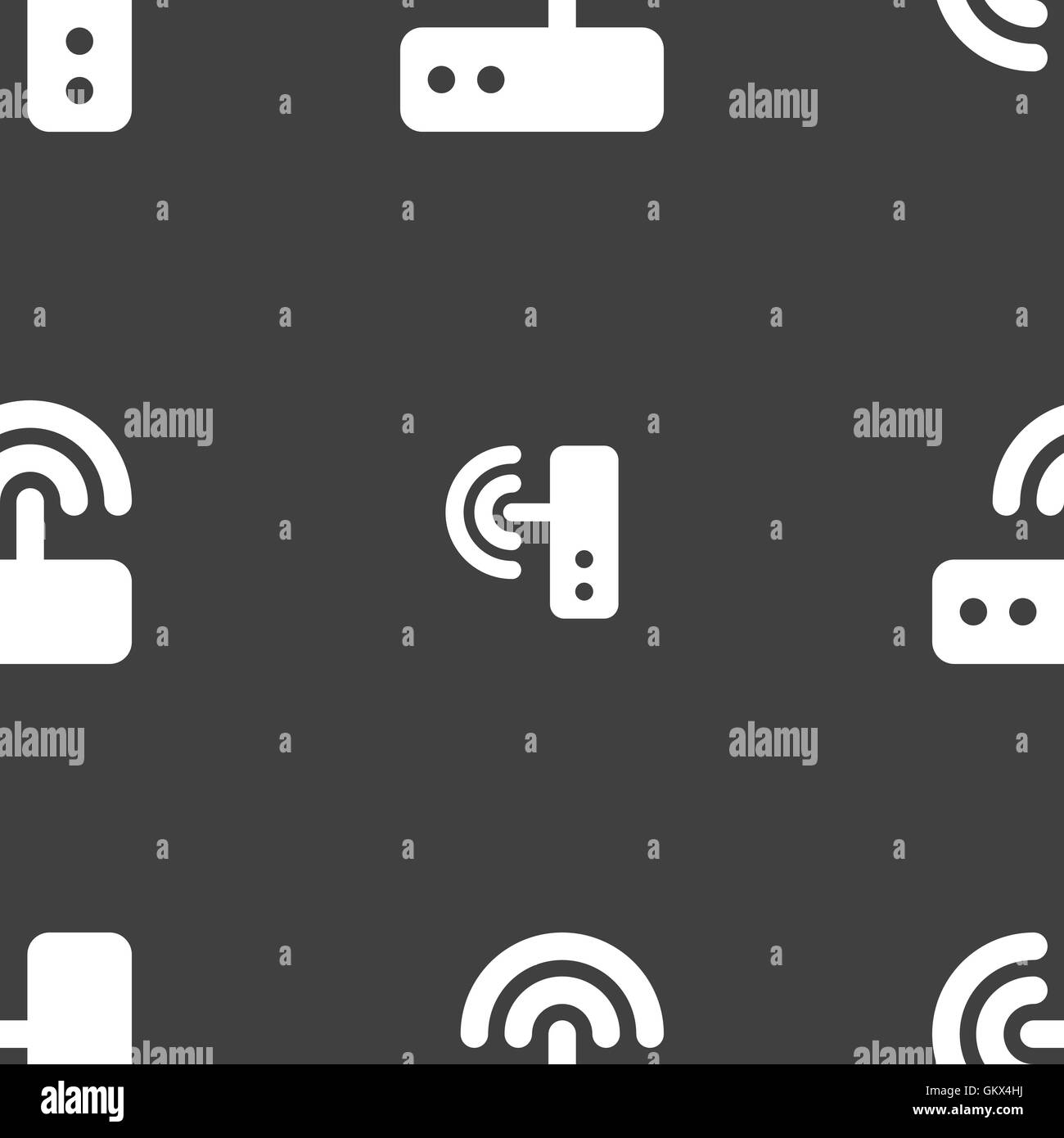 Router Wi fi icon segno. Seamless pattern su uno sfondo grigio. Vettore Illustrazione Vettoriale