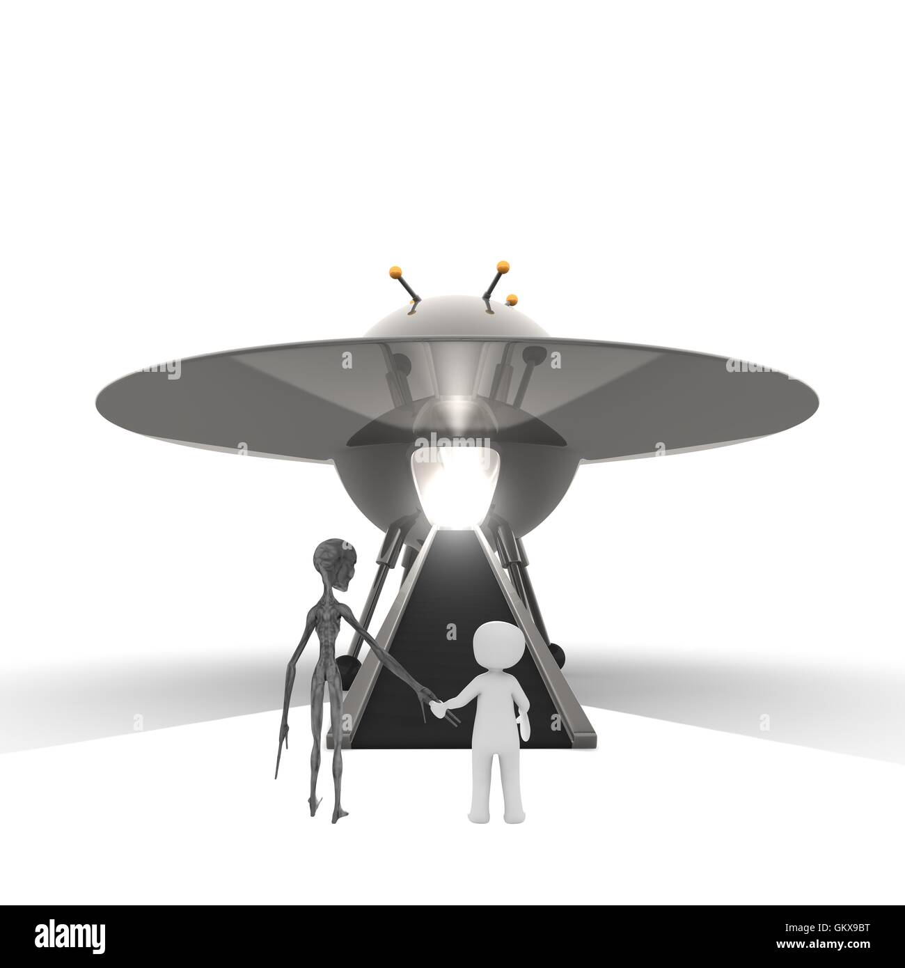 Alien e un Ufo Foto Stock