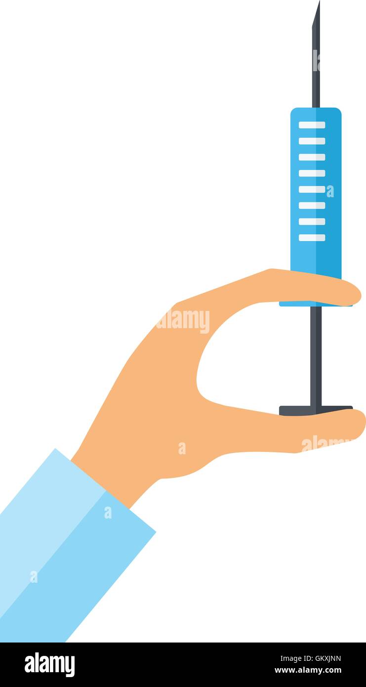 Siringa ipodermica in mano medico Illustrazione Vettoriale