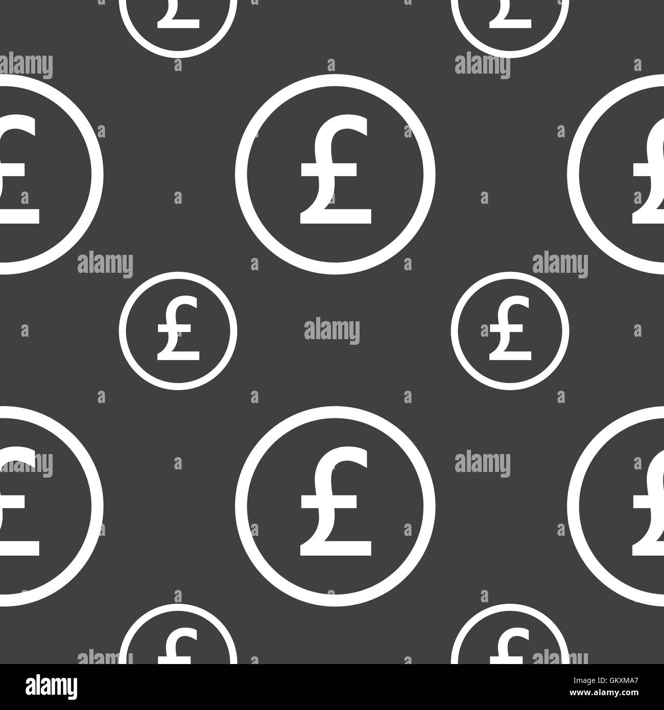 Sterlina icona segno. Seamless pattern su uno sfondo grigio. Vettore Illustrazione Vettoriale