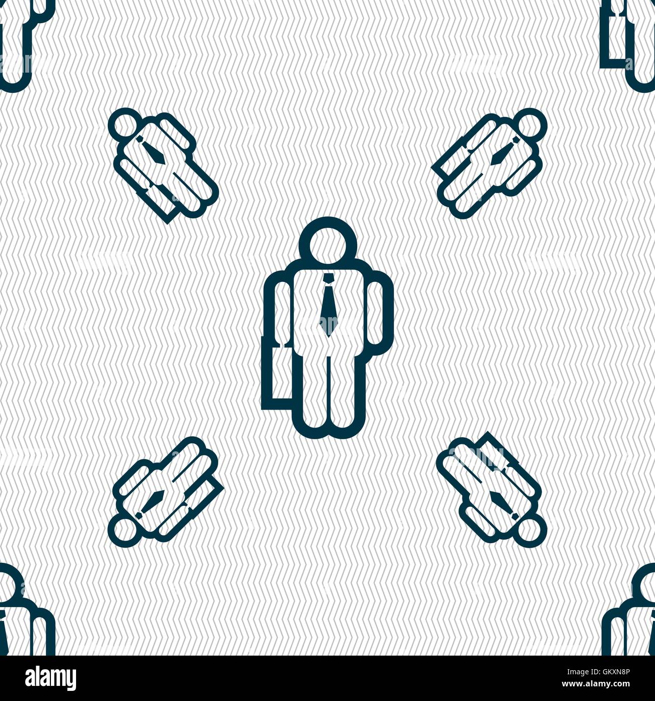 Imprenditore segno icona. Modello senza cuciture con texture geometrica. Vettore Illustrazione Vettoriale