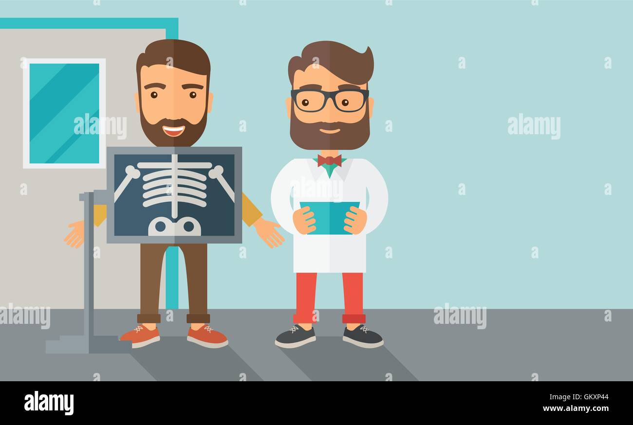 La vista dell'uomo è in possesso di un X-ray foto Illustrazione Vettoriale