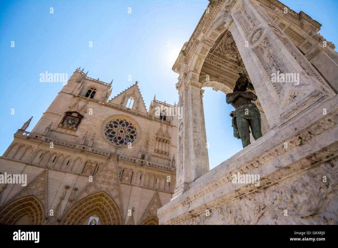 Lione. Cattedrale di Saint Jean, vecchia Lione, patrimonio dell'umanità dell'UNESCO. Dipartimento del Rodano. Rhone-Alpes. Francia Foto Stock