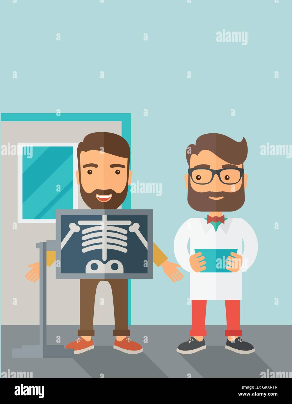 La vista dell'uomo è in possesso di un X-ray foto Illustrazione Vettoriale