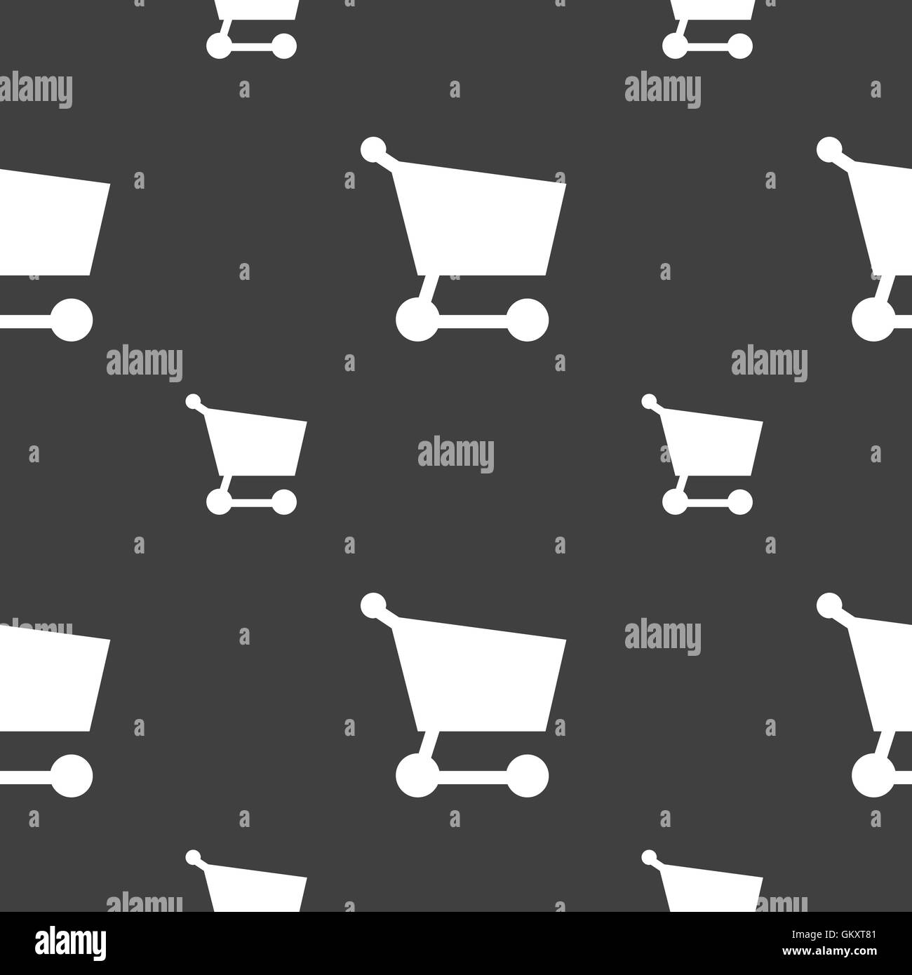 Carrello icona segno. Seamless pattern su uno sfondo grigio. Vettore Illustrazione Vettoriale