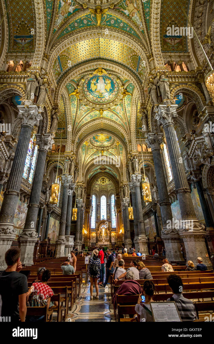Lione 5e arr. Basilica di Notre Dame de Fourviere. Patrimonio dell'umanità dell'UNESCO. Dipartimento del Rodano. Rhone-Alpes. Francia Foto Stock