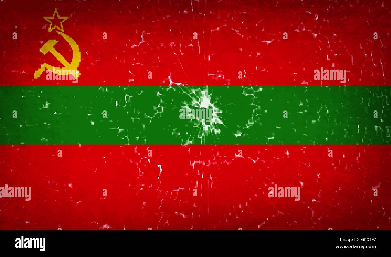 Bandiere Transnistria con il vetro rotto texture. Vettore Illustrazione Vettoriale