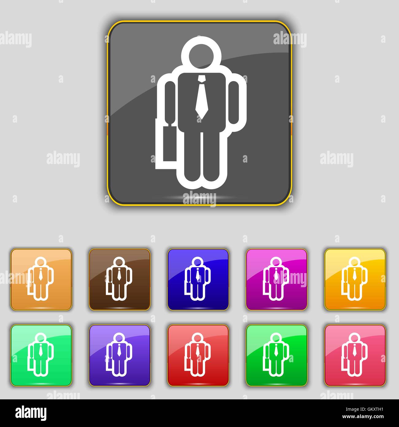 Imprenditore segno icona. Impostare con undici pulsanti colorati per il vostro sito. Vettore Illustrazione Vettoriale