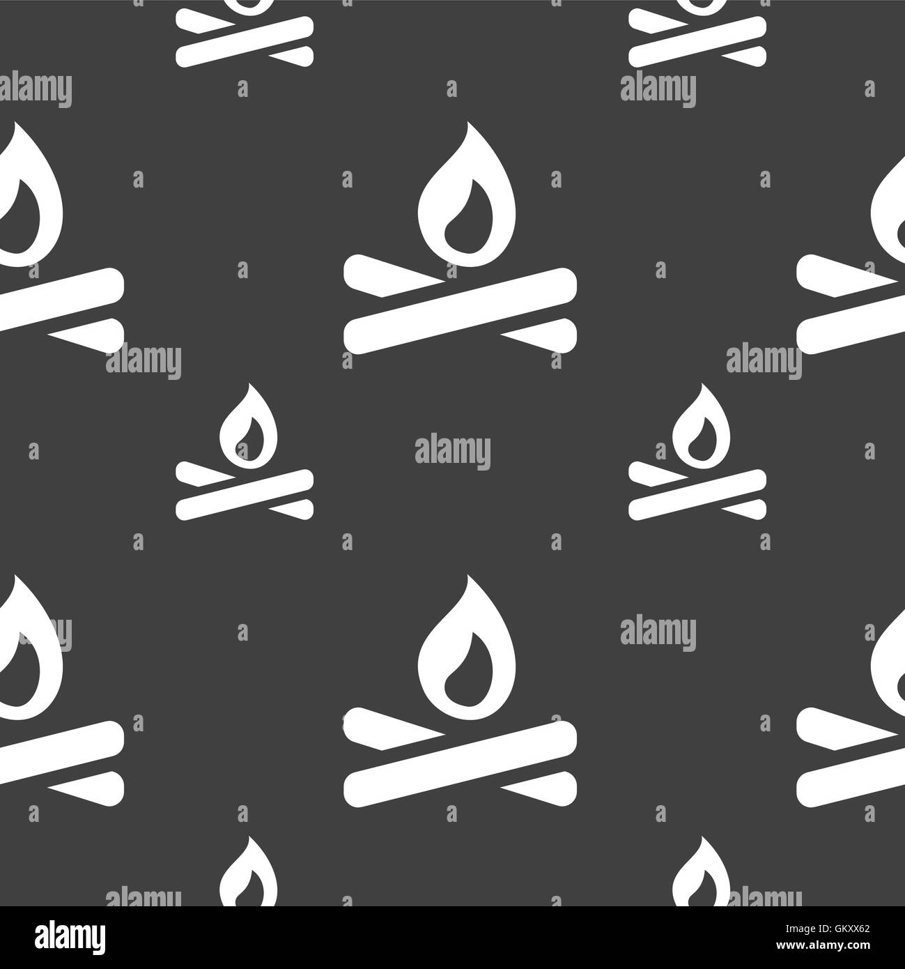 Vigili del fuoco di fiamma icona segno. Seamless pattern su uno sfondo grigio. Vettore Illustrazione Vettoriale
