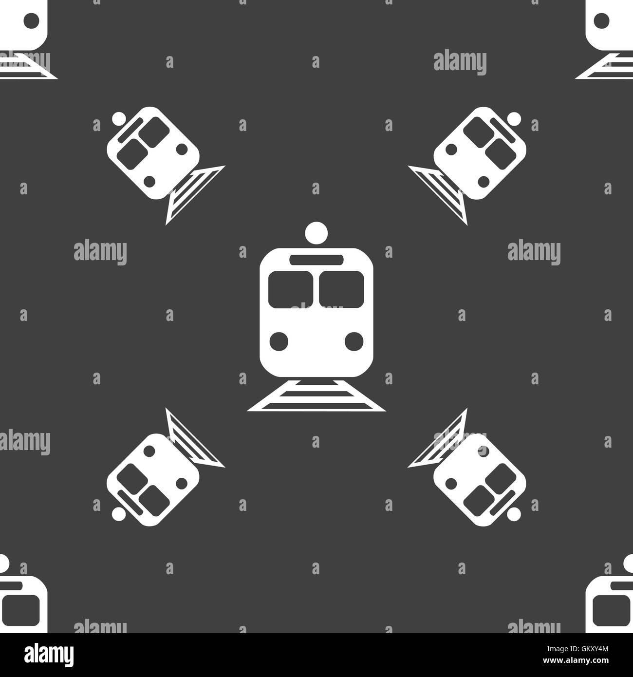 Icona del treno di segno. Seamless pattern su uno sfondo grigio. Vettore Illustrazione Vettoriale