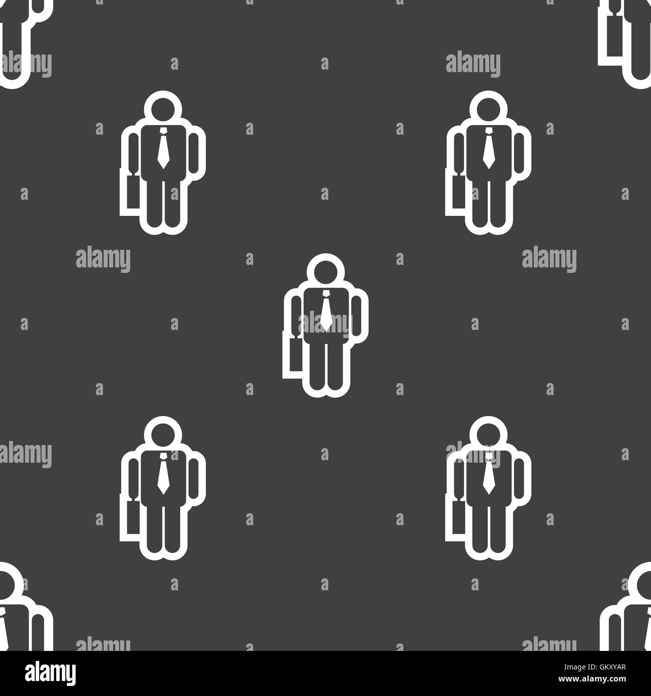 Imprenditore segno icona. Seamless pattern su uno sfondo grigio. Vettore Illustrazione Vettoriale