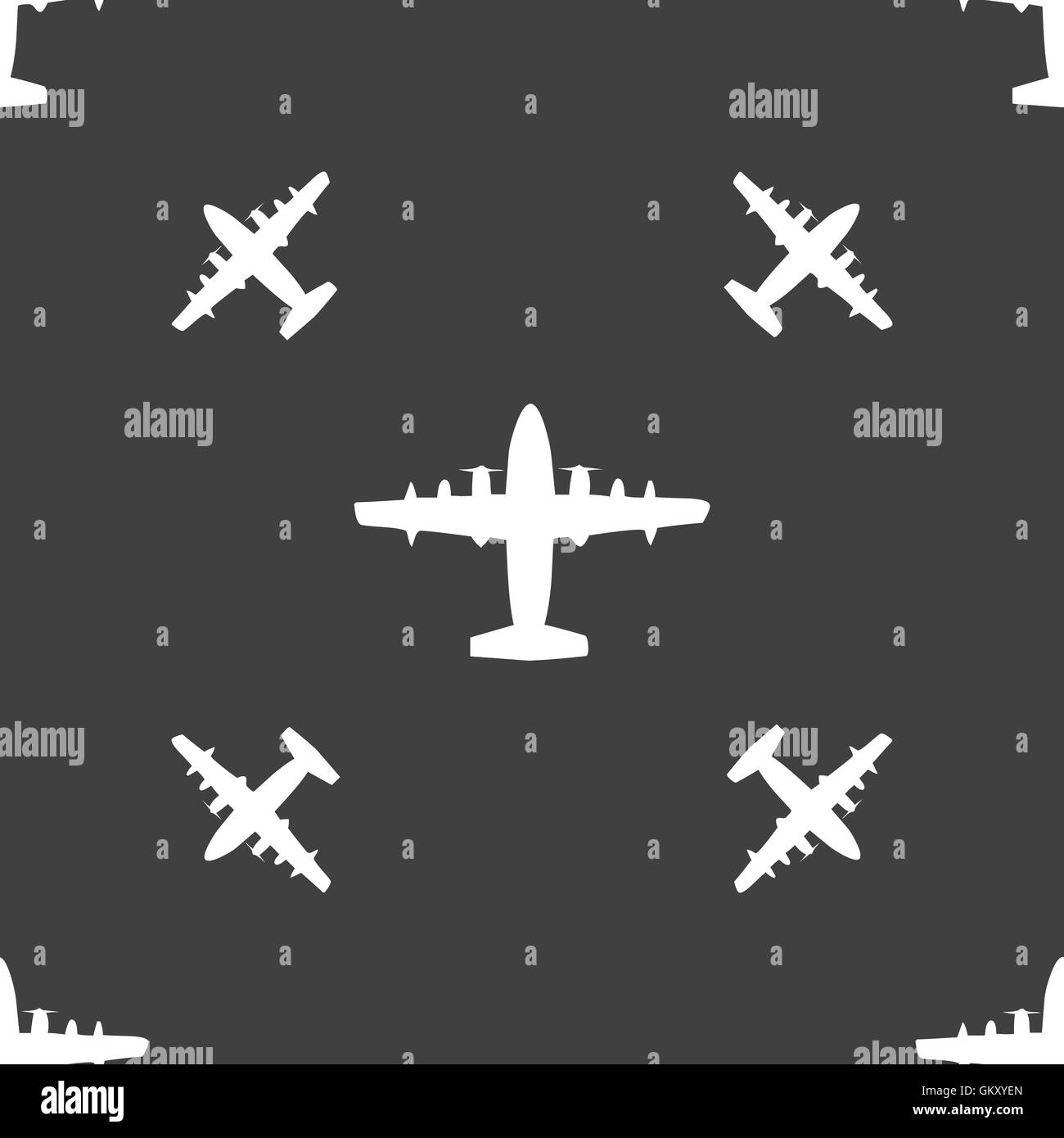 Icona di aeromobili segno. Seamless pattern su uno sfondo grigio. Vettore Illustrazione Vettoriale