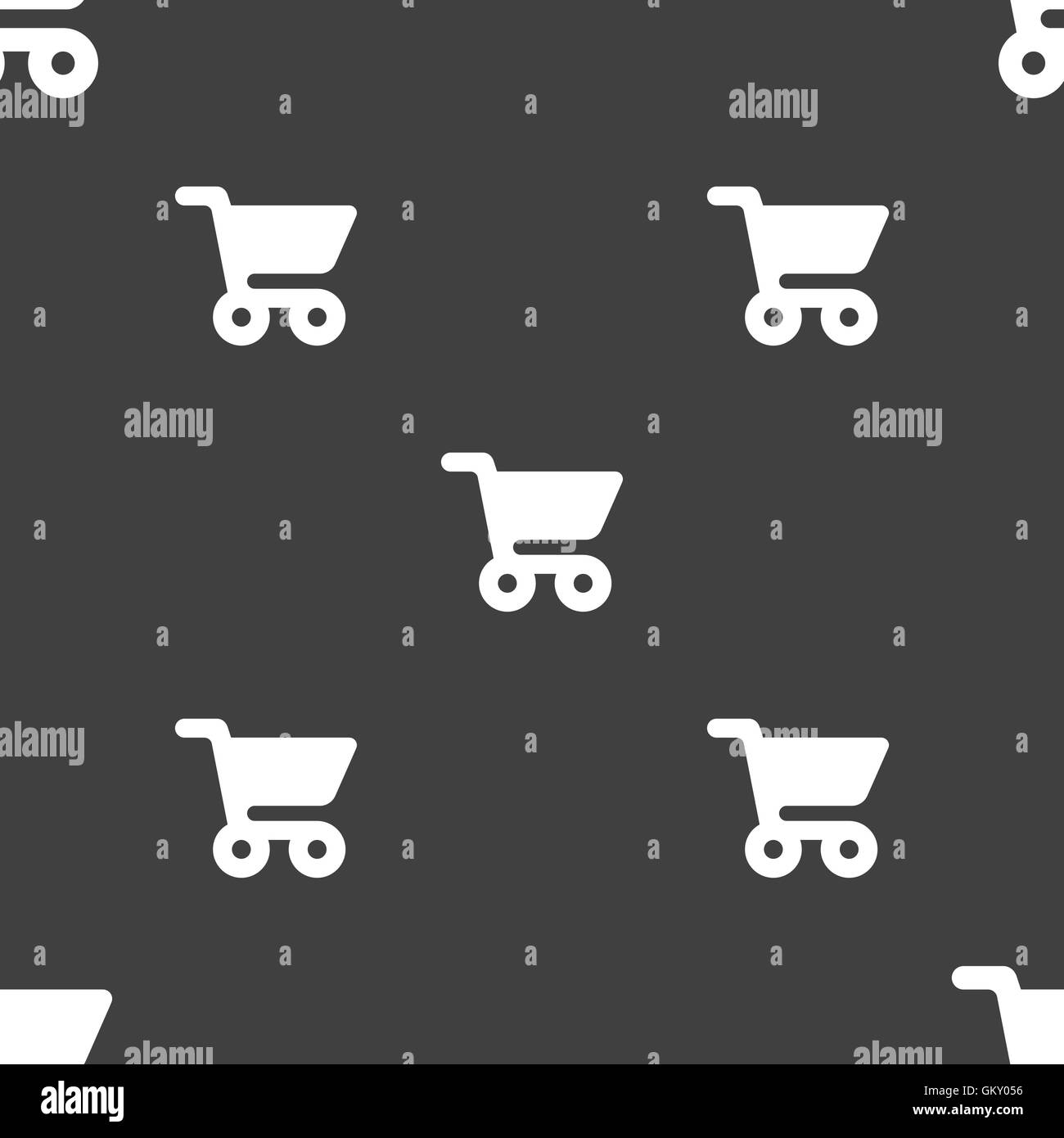 Carrello icona segno. Seamless pattern su uno sfondo grigio. Vettore Illustrazione Vettoriale